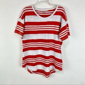 Madewell Short Sleeve Red and White Striped Tee